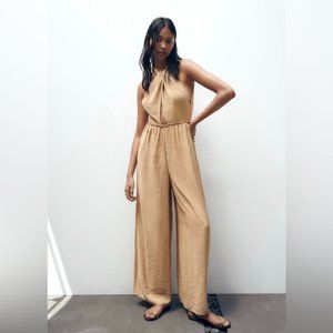 Zara Camel Halter Jumpsuit